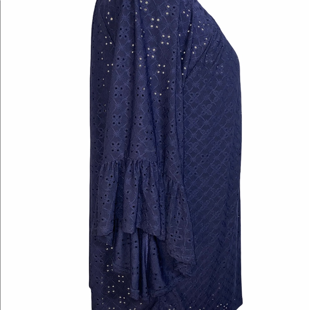 Melissa Paige Navy Eyelet Bell Sleeve Top 2X - Picture 6 of 8